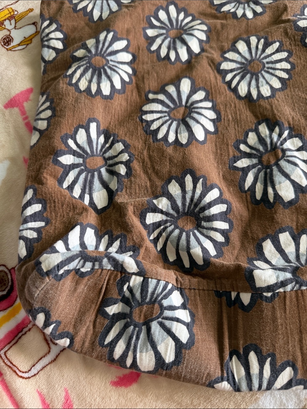 Brown Floral Daisy Tote Bag Casual Shoulder Bag Summer Medium Tote Beach Travel - Picture 4 of 11